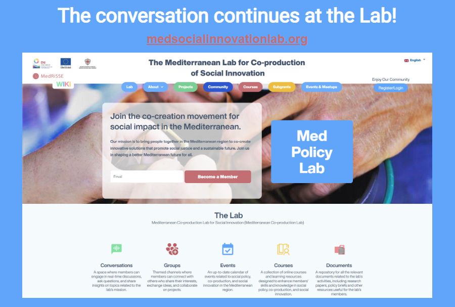 The converstion continues at the Mediterranean Lab for coproduction of social innovation