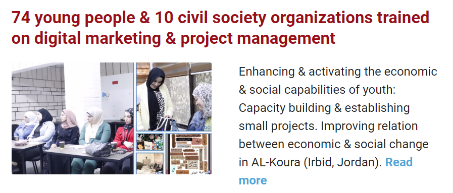 74 young people & 10 civil society organizations trained on digital marketing and project management